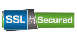 ssl secure blue and green letterswith white backround