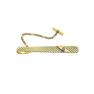 Ριγέ Χρυσό Clip Γραβάτας 14Κ με αλυσίδα