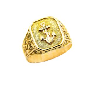 σκαλιστό Χρυσό Ανδρικό Δαχτυλίδι 14Κ με ανάγλυφη άγκυρα