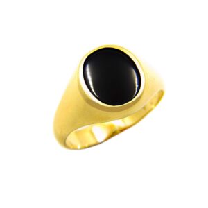 Χρυσό Ανδρικό Δαχτυλίδι 14Κ με μεσαία μαύρη πέτρα όνυχα στο κέντρο