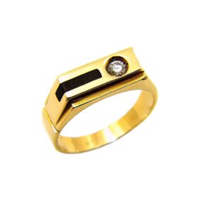 Χρυσό Ανδρικό Δαχτυλίδι 14Κ με Διαμάντι μαύρο σμάλτο