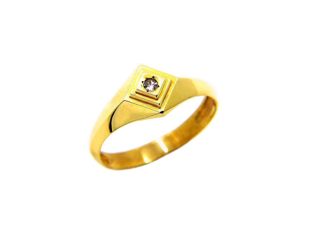 Χρυσό Ανδρικό Δαχτυλίδι 14Κ με ρόμβο στο κέντρο και ένα ζιρκόν